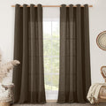 Dark Brown Linen Curtains 90 Inch Long for Living Room 2 Panels (52"W x 90"L (Pack of 2) / Dark Brown)