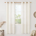 Natural Doorway Linen Curtains 80 inch Length 2 Panels (34"W x 80"L (Pack of 2) / Cream)