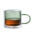 Double Wall Glass Coffee Mug with Handle (Light Green)