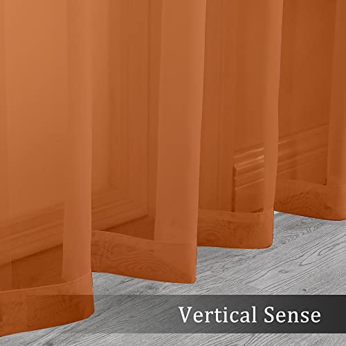 Orange Sheer Curtains 96 Inch Length (Orange / 42"W x 96"L (Pack of 2))