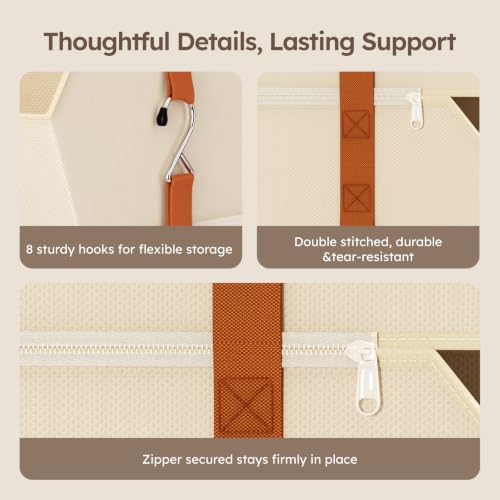 Collapsible Hanging Closet Organizer (Beige / 3 shelves)