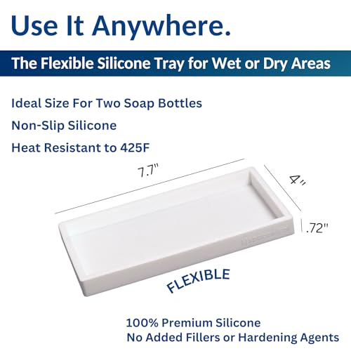 Countertop & Vanity Silicone Tray (White / Small 7.7”)