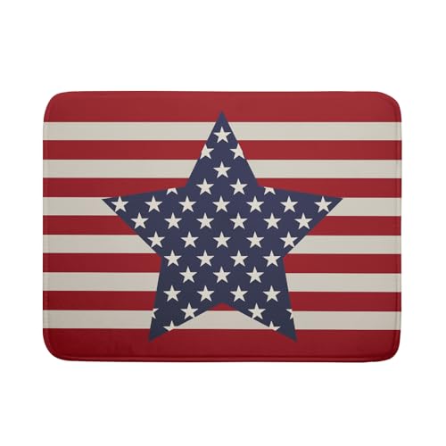 Blue Star Patriotic July of 4th Dish Drying Mat for Kitchen Counter 18x24 Independence Day Red Striped Absorbent Reversible Microfiber Drying Mats Kitchen Countertop Protector Dishes Drainer Rack Pad (18" x 24")