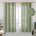 Sage Green Sheer Linen Curtains 63 inches Long for Bedroom 2 Panels (52"W x 63"L (Pack of 2) / Sage Green)