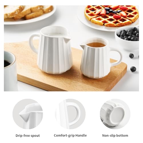 Wave Shaped 2 Pack 5 Oz Classic White Creamer with Handle (White / 5 Ounces;(Set/2))