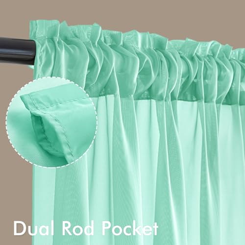 Aqua Sheer Curtains 63 Inches Long 4 Panels 42 x 63 Inches (42"W x 63"L (Pack of 4) / Aqua)