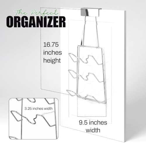 2-in-1 Pot Lid Organizer with Towel Holder - 2 Pack, 3-Tier Cabinet Door Rack - Space-Saving Kitchen Organizer for Glass or Metal Pan Lids & Towels - Over the Door Design - Chrome (Set of 2 / Chrome - Over the Door Design)