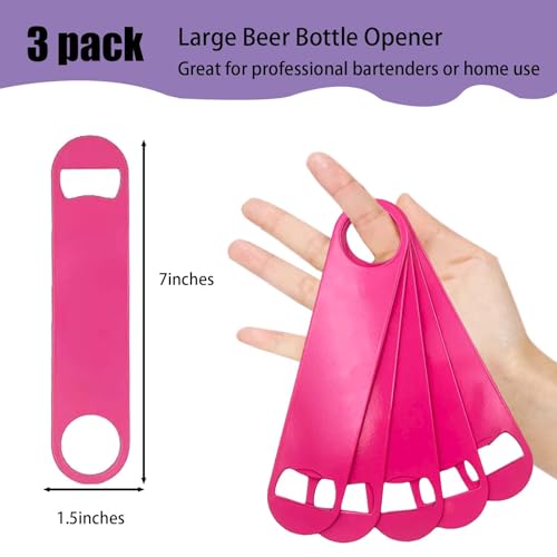 Pink Stainless Steel Flat Bottle Opener Set 5pcs