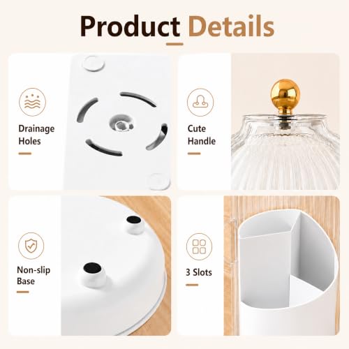 Toothbrush Holders with Cover Toothpaste Organizer for Bathroom (White)