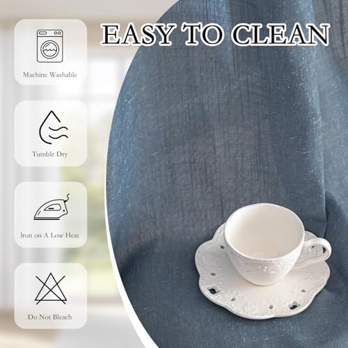 96 Inches Semi Sheer Sliding Door Curtains Farmhouse Light Filtering Window Curtain Drapes for Patio Living Room (50"W x 96"L (Pack of 2) / Dusty Blue-new)