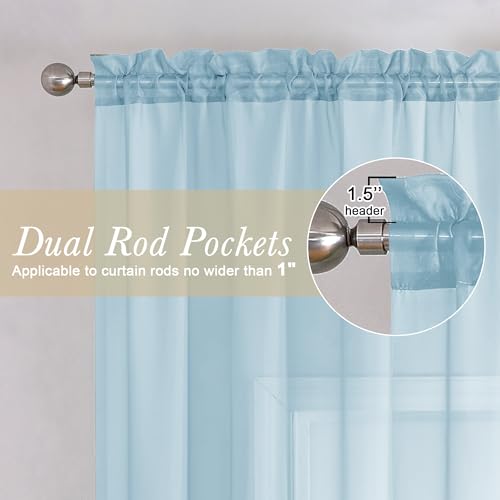 Sky Blue Sheer Curtains 96 Inches Long 2 Panels (Sky Blue / 42"W x 96"L (Pack of 2))