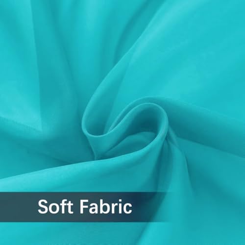 Solid Sheer Rod Pocket Curtain Voile Draperies 2 Panels White Beige Black Grey Coffee 52 Inch Width 45 Inch Long 1 Pair for Kitchen Bedroom Children Living Room Yard (Peacock Blue / 52"W x 45"L (Pack of 2))