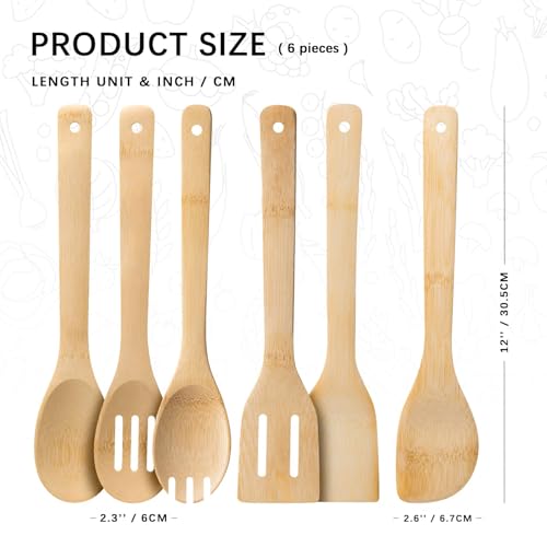 Wooden Spoons for Cooking (Bamboo Yellowish)