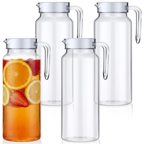 4 Pcs Acrylic Water Pitcher with Lid (37 oz / round)