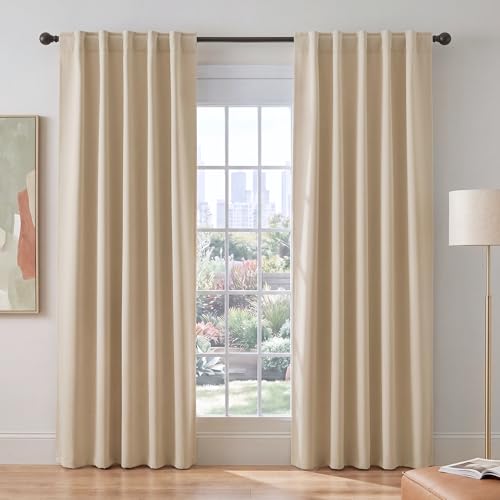 Blackout 80 inch Length Curtains 2 Panels Set (Biscotti Beige / 42"W x 80"L (Pack of 2))