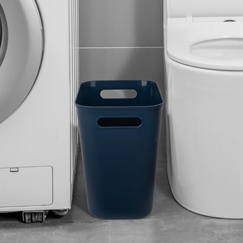 Plastic Small Trash Can Wastebasket (Navy Blue / 3.5 Gallon/2 Pack)