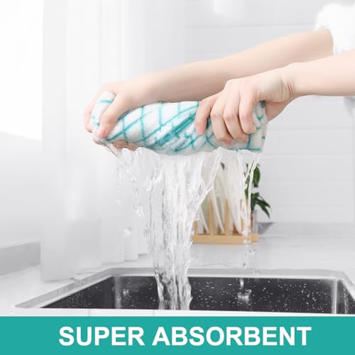 Large Premium Cotton Kitchen Towels 16"x 28" (Aqua / 16" X 28" - 6 Pack)
