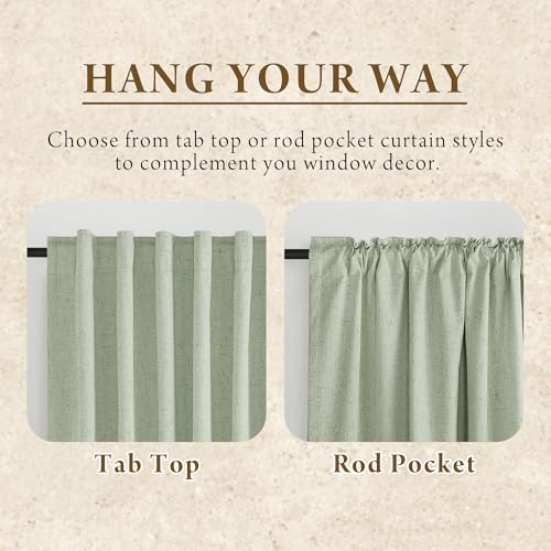 100% Blackout Sage Green Linen Curtains (Z - Sage Green / 52"W x 96"L (Pack of 2))