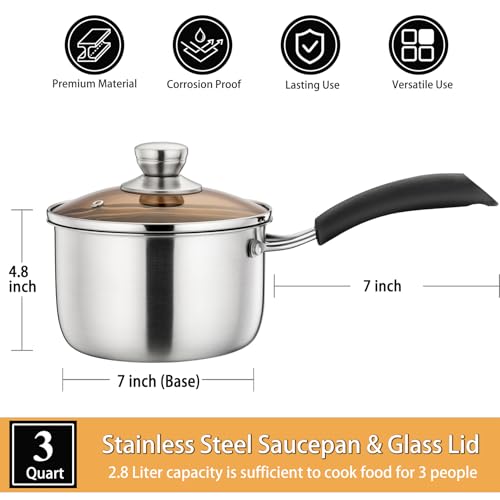 3 Quart Sauce Pan With Lid (3 Quarts)