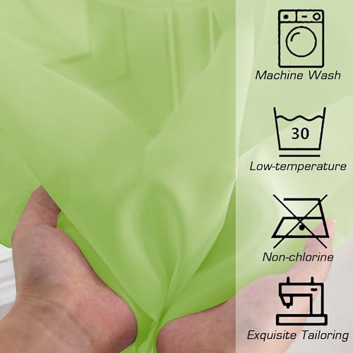 Short Lime Sheer Curtains 30 Inch Length 2 Panels Set (Lime Green / 42"W x 30"L (Pack of 2))