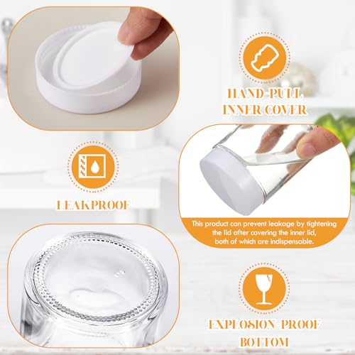 24 Pcs Bulk 6oz Glass Jars with Lids Leakproof Round Airtight Empty Cosmetic Jars with Inner Liners Lid for Storing Lotions Spices Ointments Food Storage (White White)