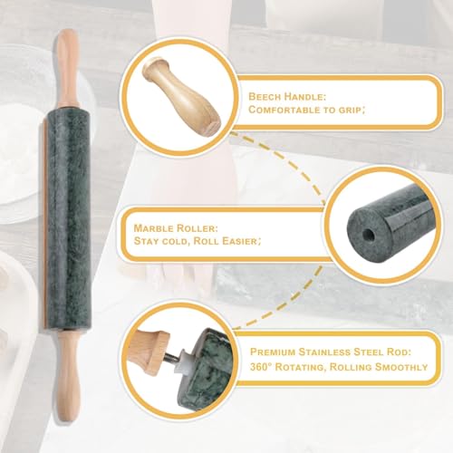 Marble Rolling Pin (Green Marble)