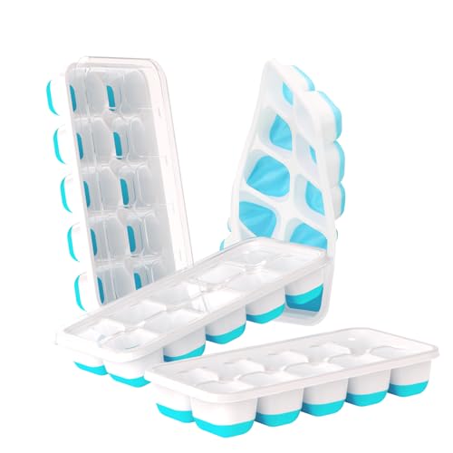Ice Cube Tray with Lids (Light Blue / 4Pack-7.2"*4.1"*1.3")