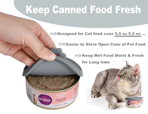 Cat Food Can Covers Lids for 5.5 oz Cans (Grey)