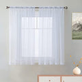 White Kitchen Sheer Valance Curtains 36 Inch (White / 52"W x 36"L (Pack of 2))