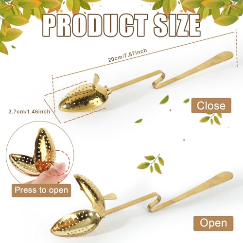 Tea Infuser Spoon with Long Handle for Loose Leaf Tea (Gold)