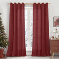90 inch Long Linen Curtains for Living Room 2 Panels (52"W x 90"L (Pack of 2) / Burgundy Red)