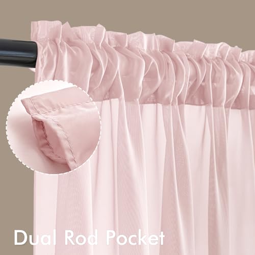 Blush Pink Sheer Curtains 63 Inches Long 4 Panels 42 x 63 Inches (42"W x 63"L (Pack of 4) / Blush Pink)