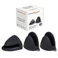 Silicone Oven Mitts Heat Resistant Hot Pot Holders Set for Kitchens (6 Pack / Black)