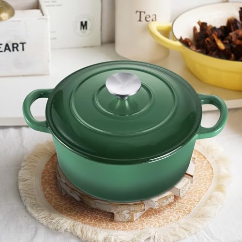Enameled Cast Iron Dutch Oven (Basil Green / 3QT)