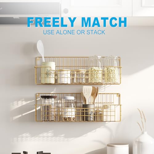 Spice Rack Wall Mount (Gold-4 Pack)