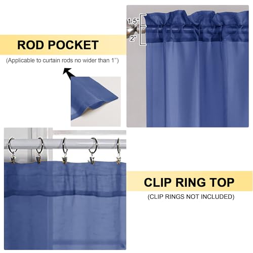 Royal Blue Sheer Curtains 84 Inches Long 2 Panels (Royal Blue / 42"W x 84"L (Pack of 2))