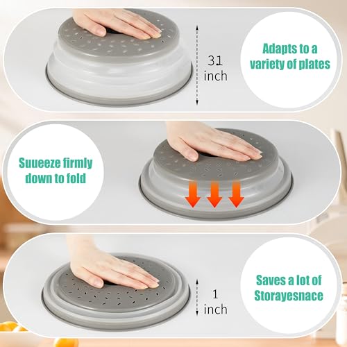 Collapsible Microwave Food Cover (Gray 12inch)