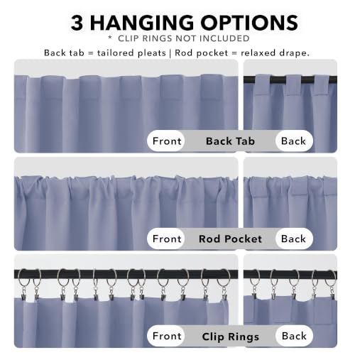Short Blackout Curtains for Small Windows Thermal Insulated Rod Pocket and Back Tab Curtains 42Wx45L Inch Light Purple 2 Panels (Light Purple / 42"W x 45"L (Pack of 2))