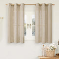 Short Linen Curtains 45 Inch Long 2 Panels for Kitchen Windows (34"W x 45"L (Pack of 2) / Brown)