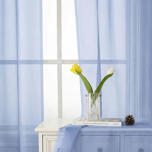 Denim Blue Sheer Curtains 90 Inches Long 2 Panels (Denim Blue / 42"W x 90"L (Pack of 2))