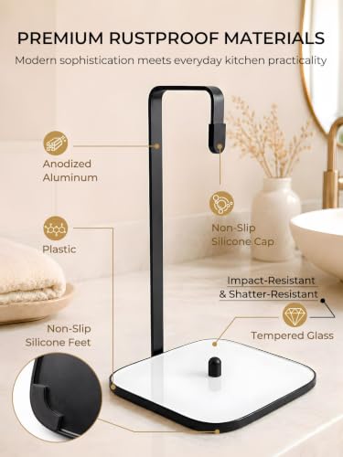 Countertop Paper Towel Holder with Tempered Glass Base (White)