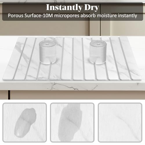 Large Stone Dish Drying Mats for Kitchen Counter (28" x 16")