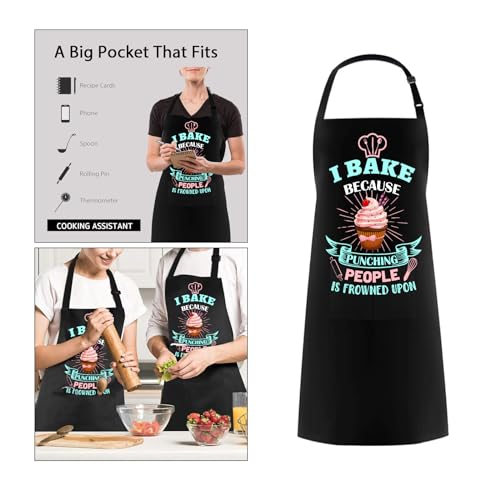 Funny Baking Aprons for Women with Pocket (Apron-baking Adjustable)