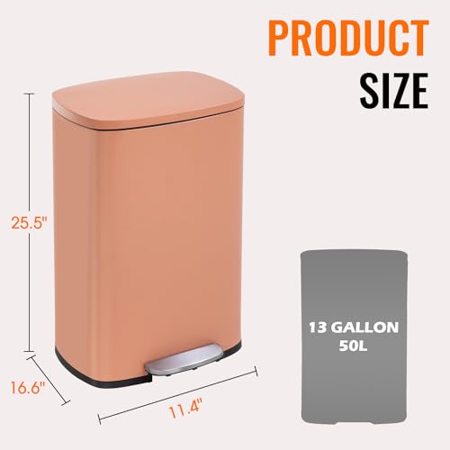 13 Gallon Trash Can with Lid (Pink / 13G)