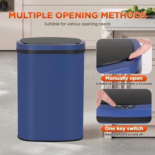 13 Gallon Automatic Trash Can with Lid (Deep Blue)