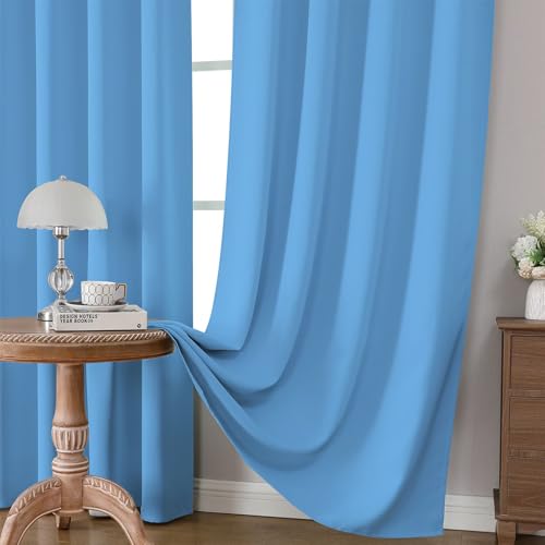 Light Blue Blackout Curtains 45 inch Length 2 Panels Set (Light Blue / 52"W x 45"L (Pack of 2))