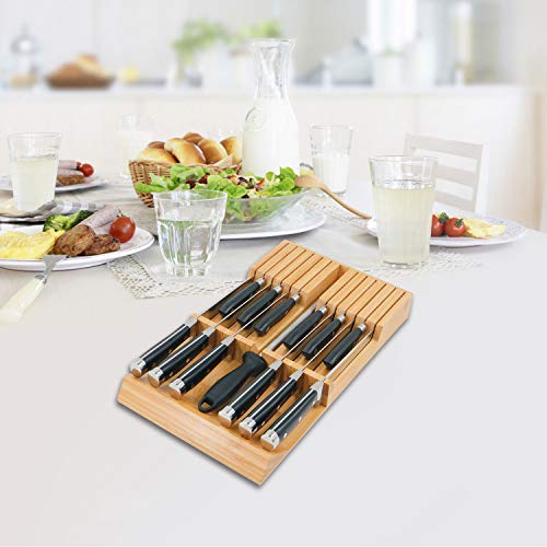 In Drawer Knife Block Bamboo Drawer Organizer (Natural / 12 Holder)