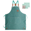 Chef Apron Cotton Canvas Gardening Apron with Large Pockets for Men and Women (Emerald Green)