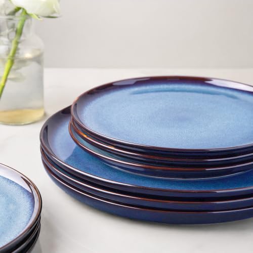 Ceramic Dinner Plates Set of 6 (10.5 Inch for 6 / Reactive-Blue)