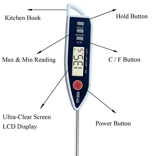 Digital Meat Food Thermometer for Candy Candle Milk BBQCooking Kitchen BBQ (23.1 x 2.5 x 1.5 cm)